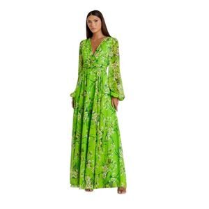 Mac Duggal NEW Size 18 Puff Sleeve Floral Chiffon Gown Multi Style 56013 NWT